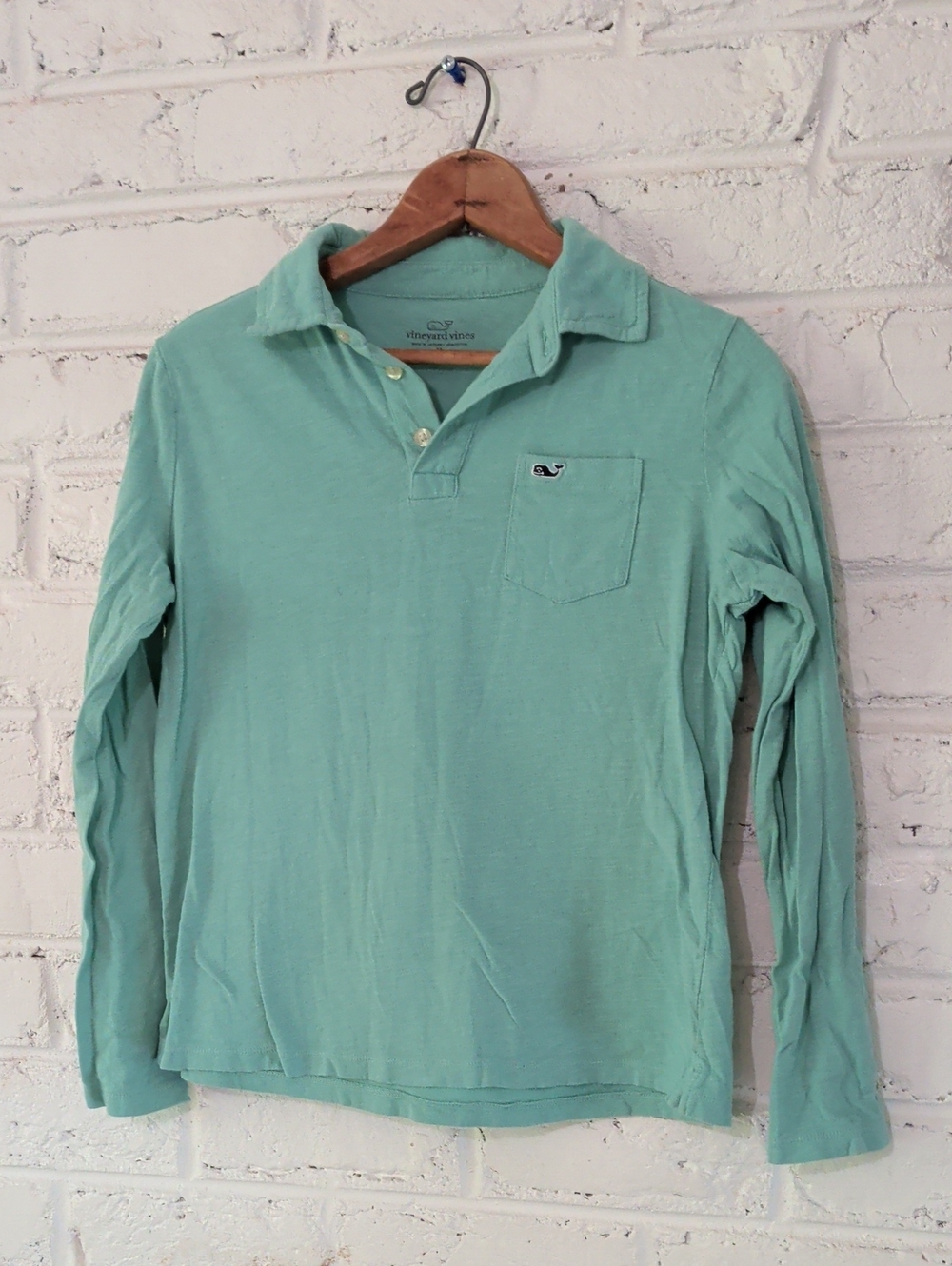 Vineyard Vines Long-Sleeve Pocket Polo - Seafoam Green
